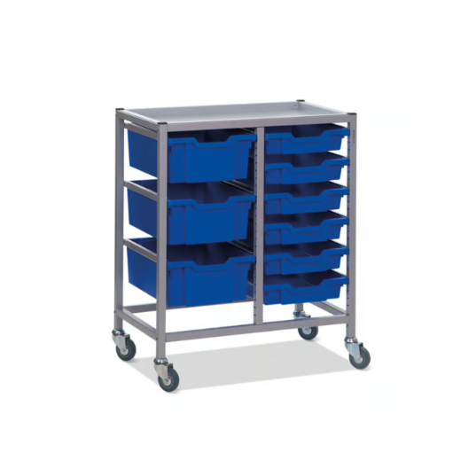 Science Bench Height Double Trolley 6 Shallow & 3 Deep Trays